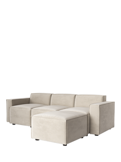Swyft Model 03 Large 3 Seater Sofa with Ottoman - view 2, Manolo Ecru Chalk