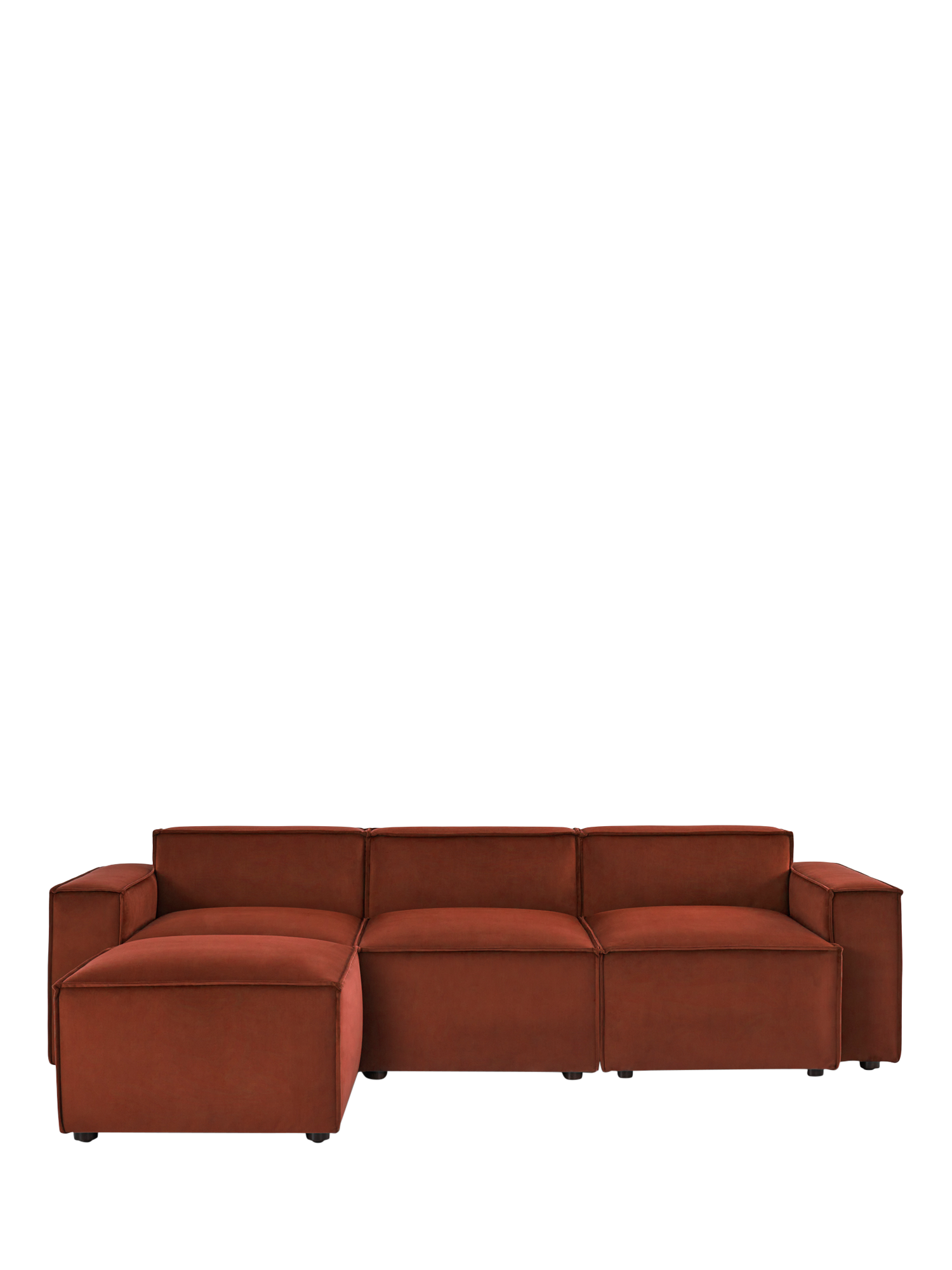 Model 03 Range, Swyft Model 03 Large 3 Seater Sofa with Ottoman, Velvet Brick