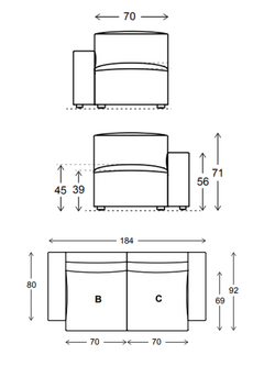 Swyft Model 03 Medium 2 Seater Sofa - view 2, Manolo Ecru Chalk