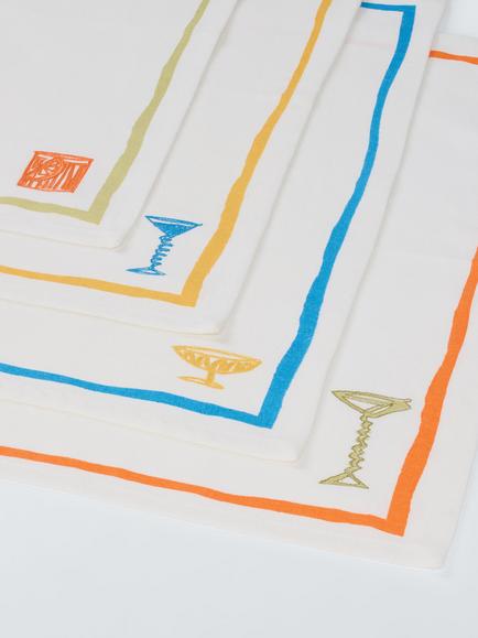 John Lewis Cocktail Motif Cotton Napkin, Set of 4 - view 2, Multi
