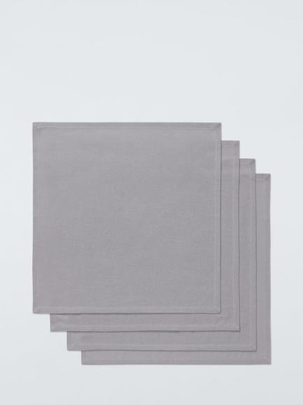 John Lewis ANYDAY Cotton Napkins, Set of 4, Grey, Grey