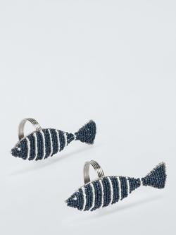 John Lewis Beaded Fish Napkin Ring, Set of 2, Blue, Blue