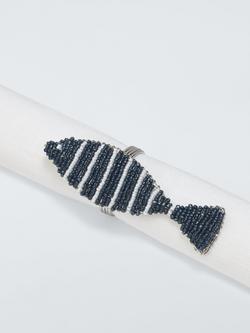 John Lewis Beaded Fish Napkin Ring, Set of 2, Blue - view 2, Blue