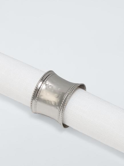John Lewis Hammered Steel Napkin Rings, Set of 4, Silver - view 2, Silver