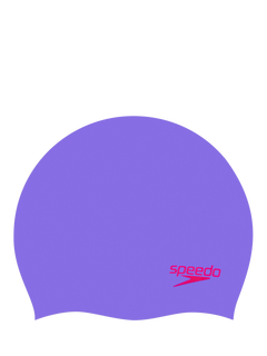 Speedo Plain Silicone Swim Cap, Junior, Lilac/Red