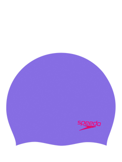 Speedo Plain Silicone Swim Cap, Junior, Lilac/Red, Lilac/Red