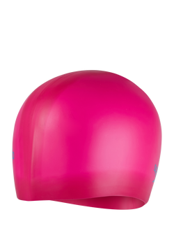 Speedo Plain Silicone Swim Cap, Junior, Begonia Pink - view 2, Begonia Pink