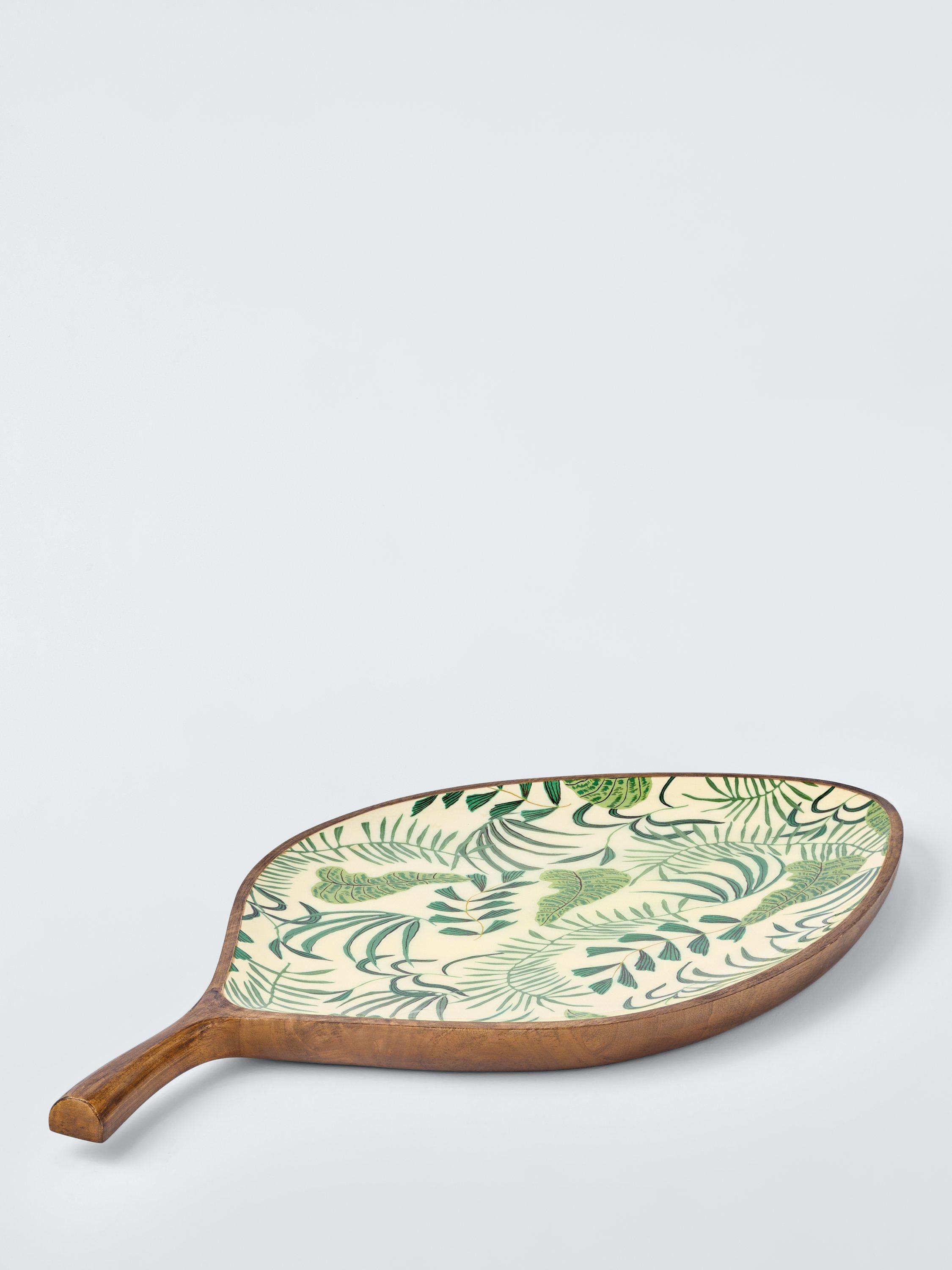 John Lewis Leaf Platter, 65cm, FSC-Certified (Mango Wood), Natural/Green