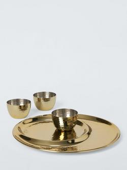 John Lewis Hammered Stainless Steel Kainoosh Thali Serving Set, 5 Piece Gold, Gold