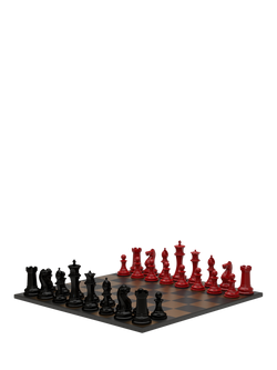 Skyline Chess Wooden Chess Set, Red/Black, Red/Black