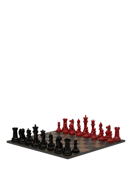 Skyline Chess Wooden Chess Set, Red/Black, Red/Black