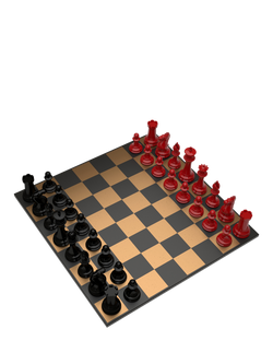 Skyline Chess Wooden Chess Set, Red/Black - view 2, Red/Black