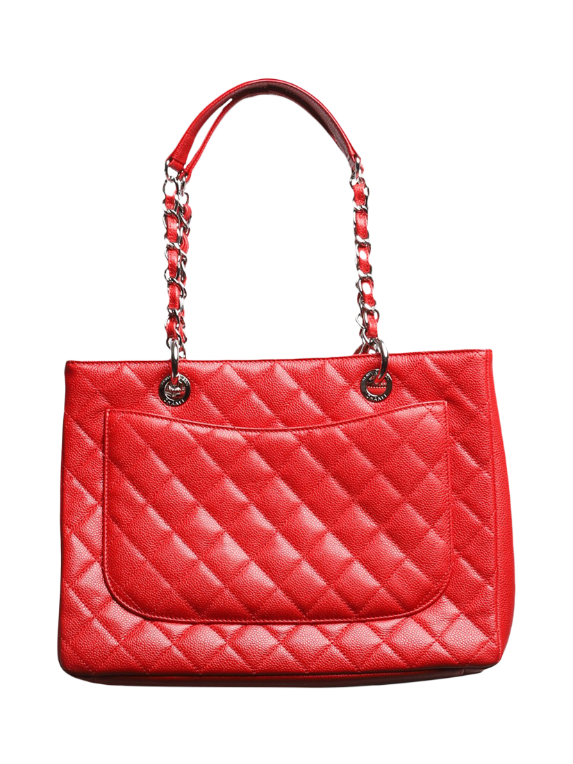 Product image 3 of 9, which shows Pre-loved CHANEL 2013-2014 Caviar Leather Diamond Quilted GST Bag, Red