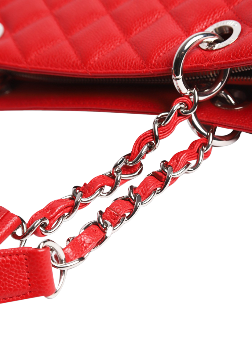 Product image 8 of 9, which shows Pre-loved CHANEL 2013-2014 Caviar Leather Diamond Quilted GST Bag, Red
