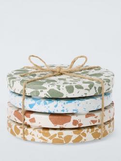 John Lewis Round Terrazzo Coaster, Set of 4, Multi - view 2, Multi