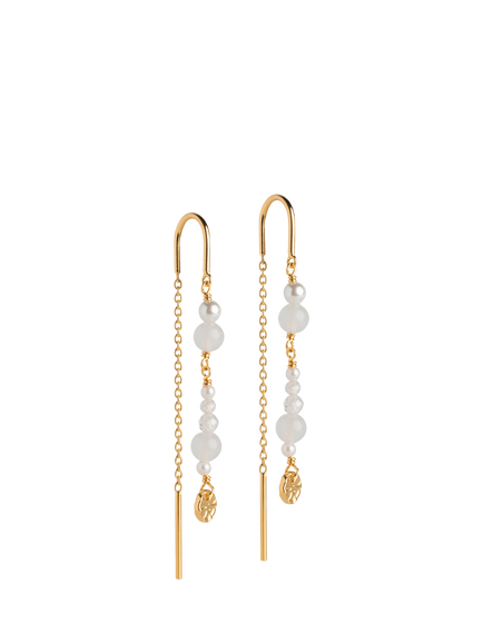ENAMEL Copenhagen Sofia Pearl Chain Earrings, Gold, Gold