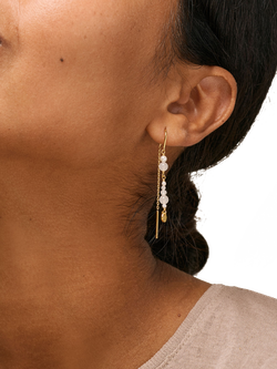 ENAMEL Copenhagen Sofia Pearl Chain Earrings, Gold - view 2, Gold