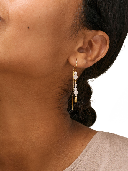 ENAMEL Copenhagen Sofia Pearl Chain Earrings, Gold - view 2, Gold