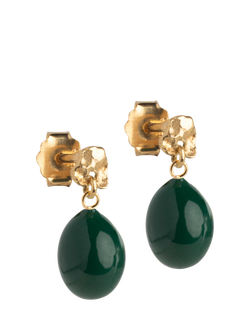 ENAMEL Copenhagen Poe Stud Earrings, Petrol Green, Gold/Green