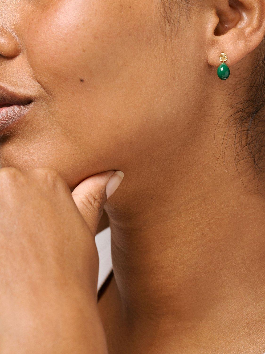 Product image 2 of 4, which shows ENAMEL Copenhagen Poe Stud Earrings, Petrol Green