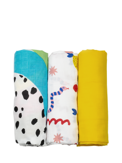 Eleanor Bowmer Large Muslin Cloths, Set of 3, Multi