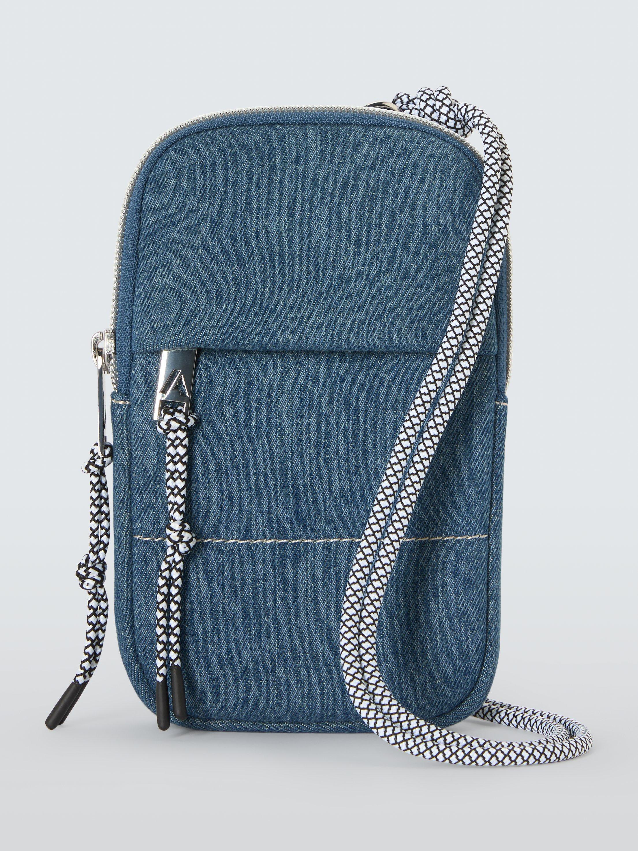 Product image 1 of 5, which shows John Lewis ANYDAY Quilted Slim Phone Bag, Blue Denim