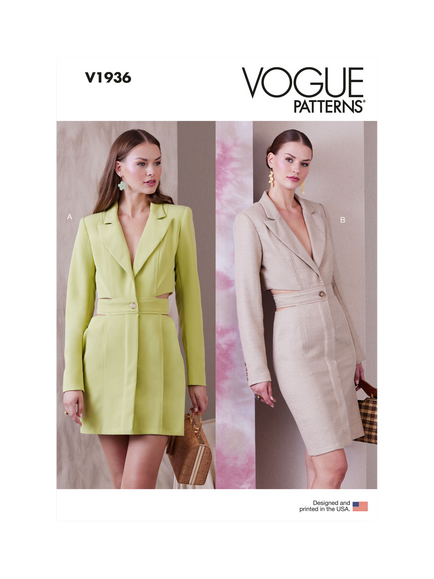 Vogues Misses' Blazer Dress Sewing Pattern, V1936, F5, White