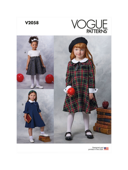 Vogue Children's Dresses Sewing Pattern, V2058, White