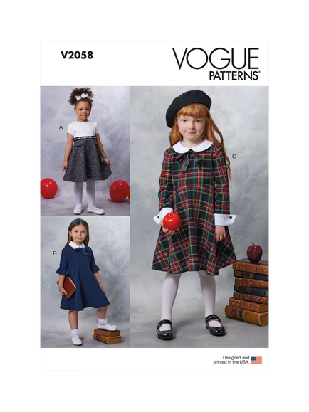 Vogue Children's Dresses Sewing Pattern, V2058, White