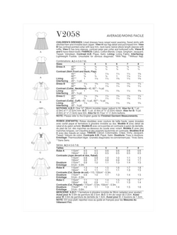 Vogue Children's Dresses Sewing Pattern, V2058 - view 2, White