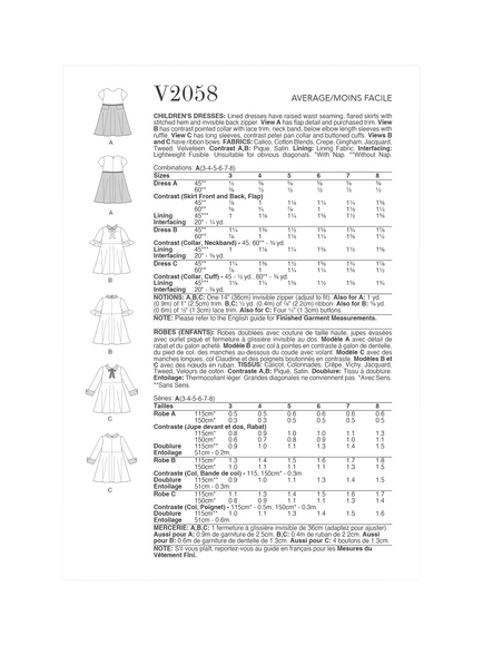 Vogue Children's Dresses Sewing Pattern, V2058 - view 2, White