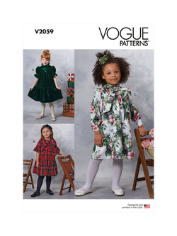 Vogue Children's Dresses Sewing Pattern, V2059, White