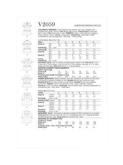 Vogue Children's Dresses Sewing Pattern, V2059 - view 2, White