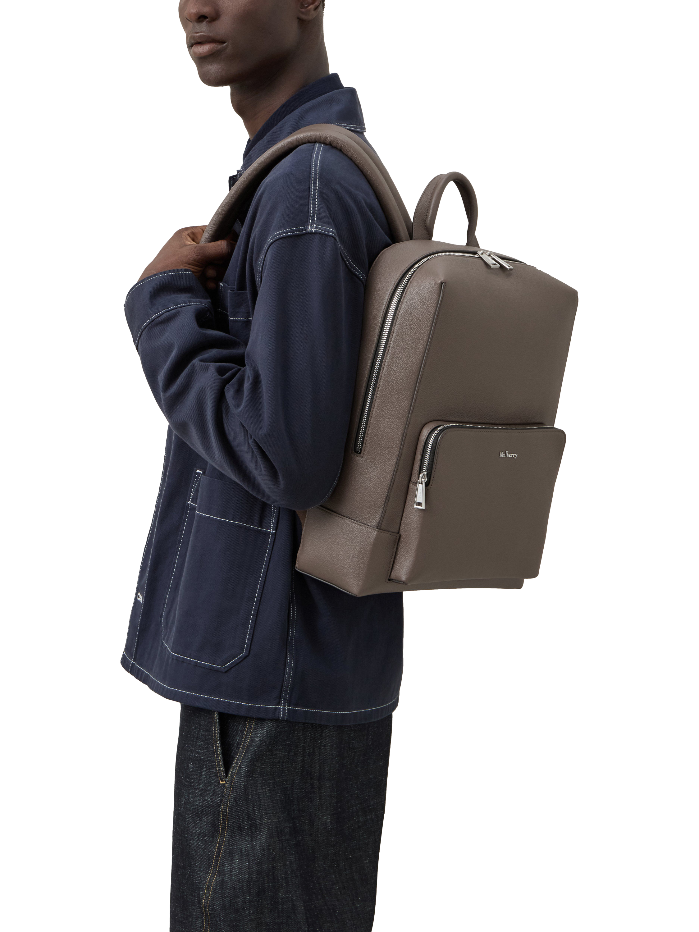 Product image 6 of 6, which shows Mulberry Farringon Small Pebble Grain Leather Backpack, Taupe Brown