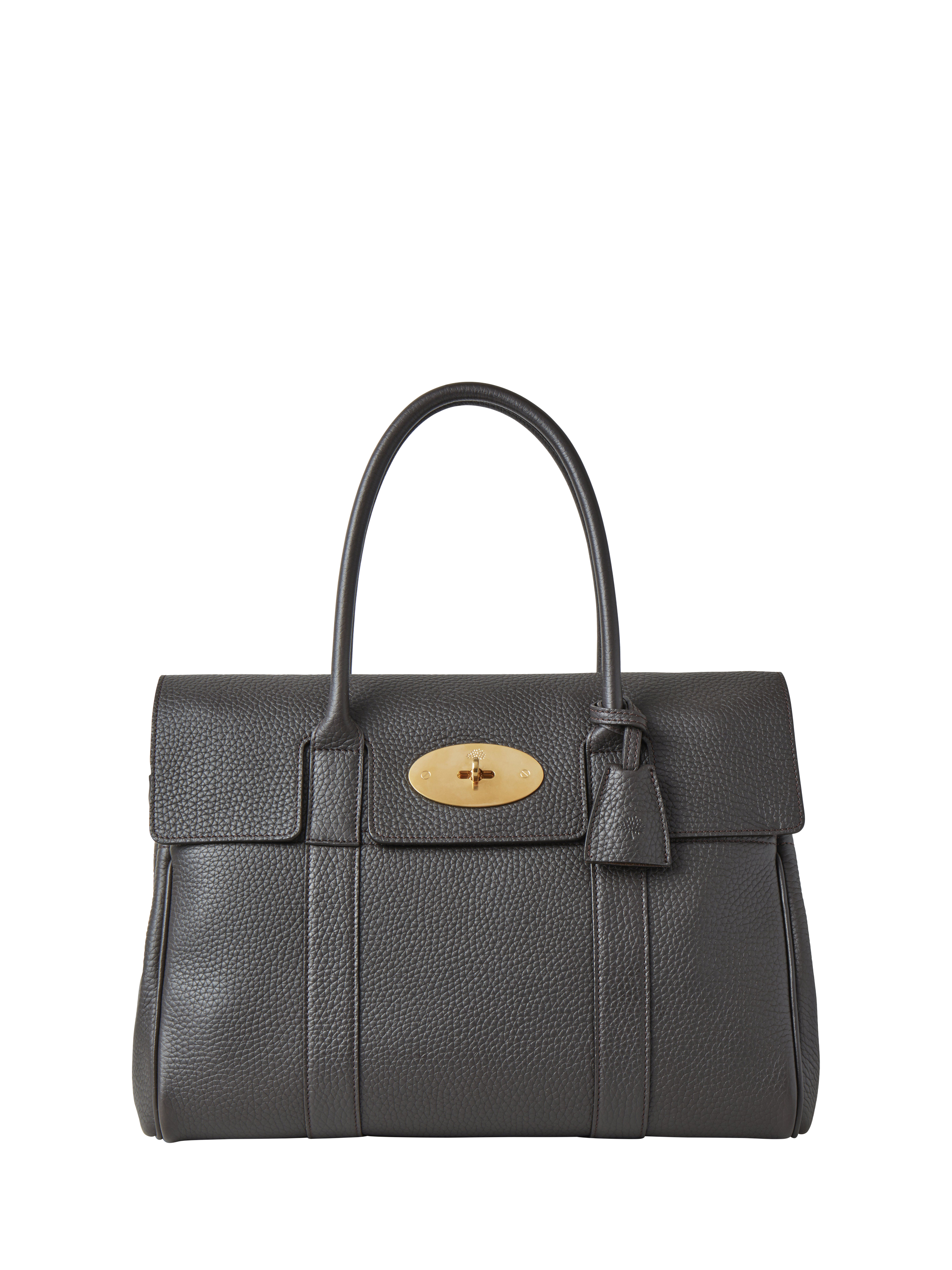Product image 1 of 6, which shows Mulberry Bayswater Heavy Grain Leather Tote Bag, Ebony