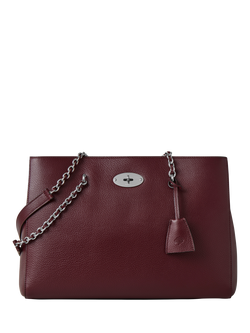 Mulberry Lily Small Classic Grain Leather Chain Handle Tote Bag, Black Cherry