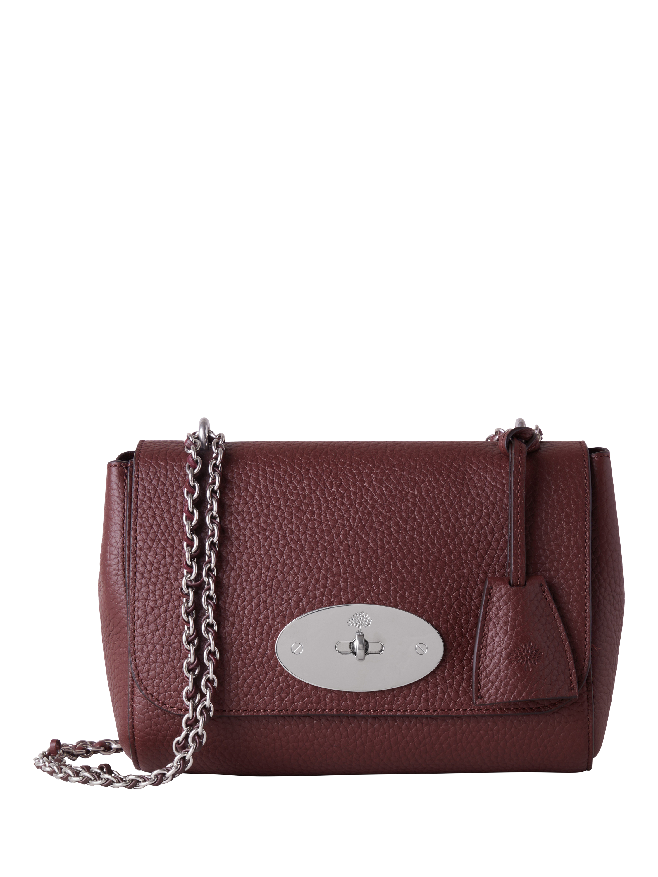 Mulberry Lily Heavy Grain Leather Chain Strap Shoulder Bag Black Cherry