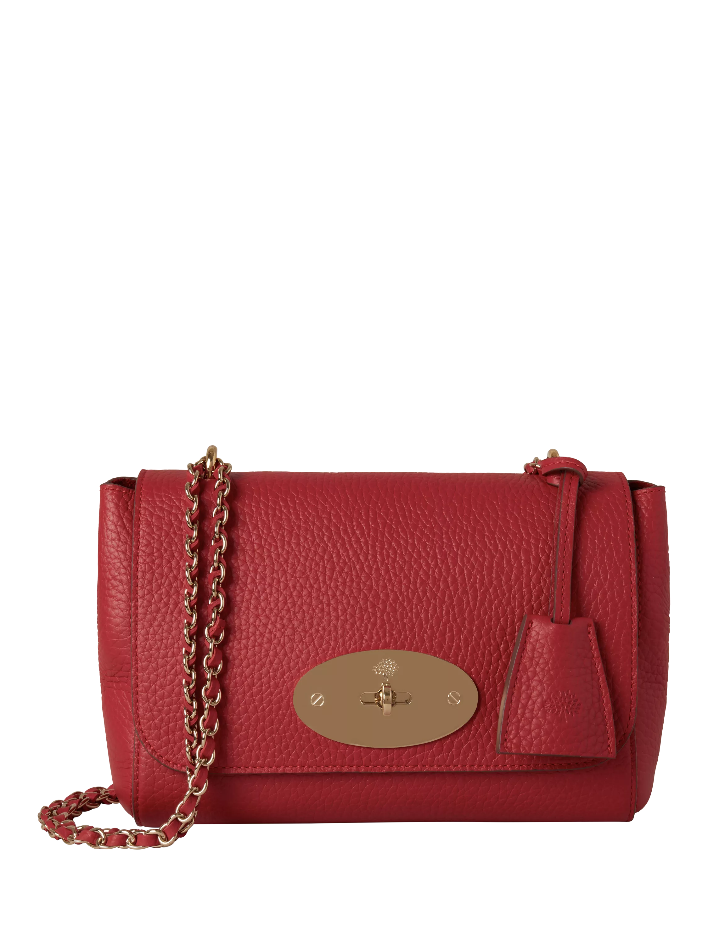 Mulberry Lily Heavy Grain Leather Chain Strap Shoulder Bag Scarlet Red