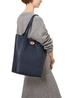 Mulberry North South Bayswater Heavy Grain Leather Tote Bag - view 2, Night Sky