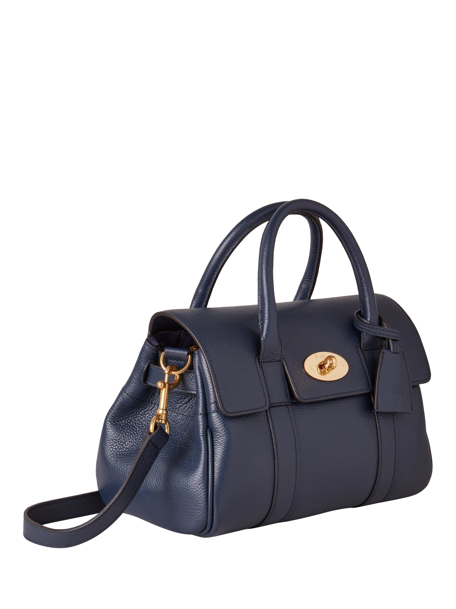Product image 3 of 6, which shows Mulberry Bayswater Small Classic Grain Leather Satchel, Night Sky