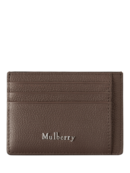 Mulberry Farringdon Small Pebble Grain Leather Card Holder, Taupe Brown