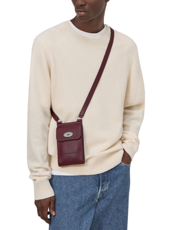 Mulberry Mini Antony Small Classic Grain Leather Crossbody Bag - view 2, Black Cherry
