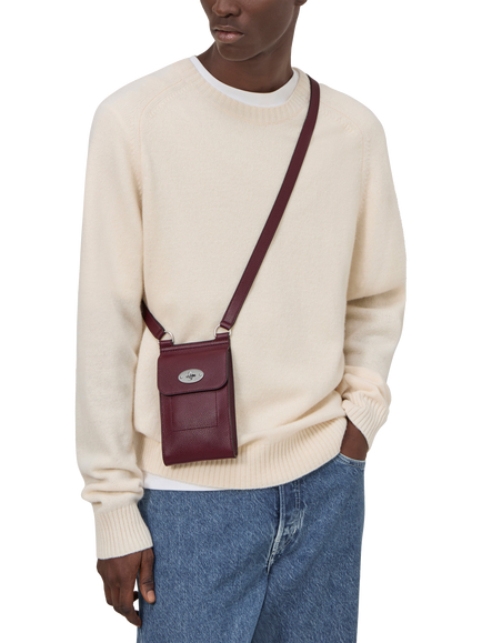 Mulberry Mini Antony Small Classic Grain Leather Crossbody Bag - view 2, Black Cherry