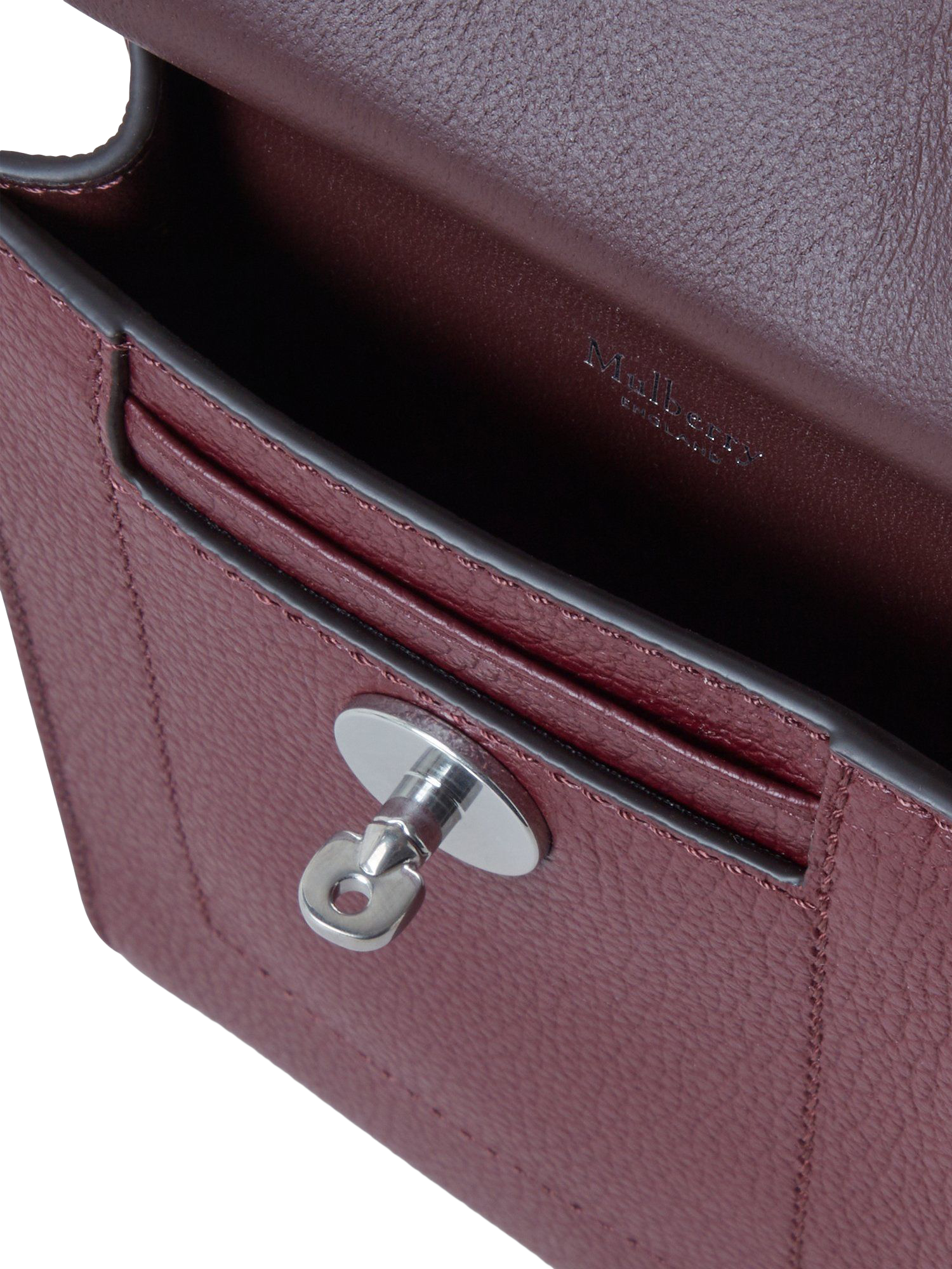 Product image 4 of 4, which shows Mulberry Mini Antony Small Classic Grain Leather Crossbody Bag, Black Cherry
