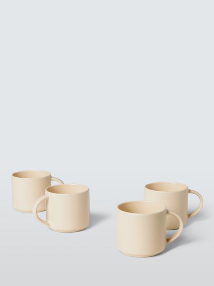 John Lewis ANYDAY Stoneware Mug, Set of 4, 370ml, Cream
