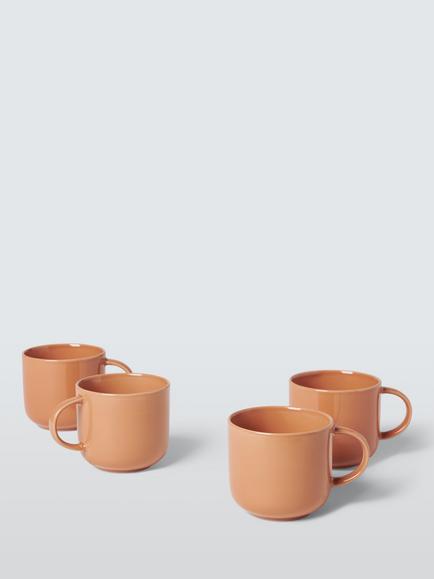 John Lewis ANYDAY Stoneware Mug, Set of 4, 370ml, Orange