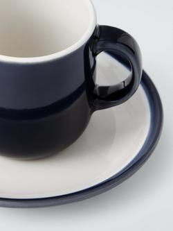 John Lewis Puritan Stoneware Espresso Cup & Saucer, Set of 2, 90ml, Blue Indigo - view 2, Blue Indigo