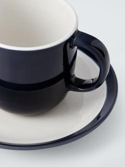 John Lewis Puritan Stoneware Cup & Saucer, Set of 2, 250ml, Blue Indigo - view 2, Blue Indigo
