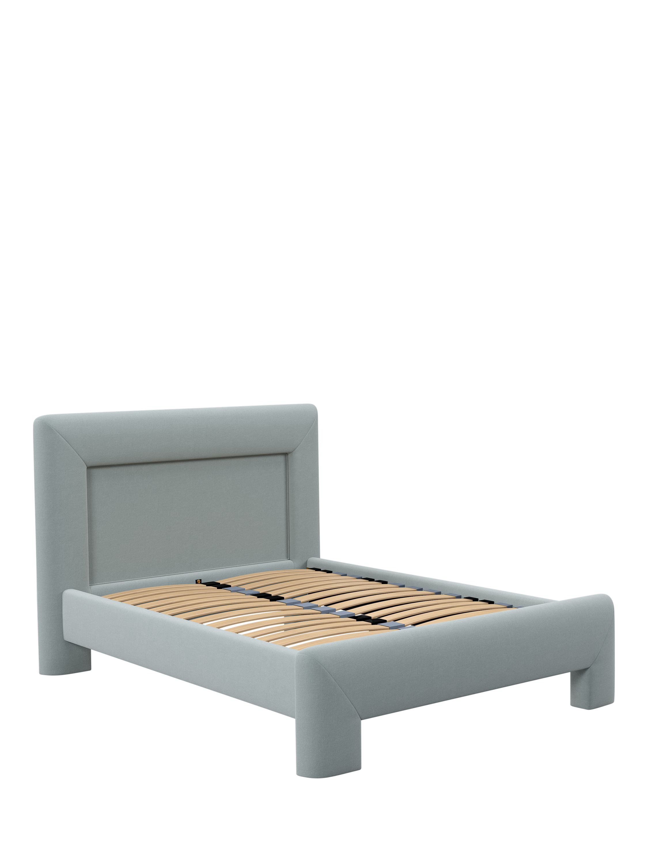 John Lewis Blocky Bed Frame, Double, Soft Touch Chenille Duck Egg