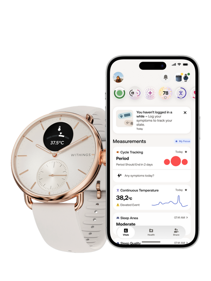 Withings Scanwatch 2 Health & Activity Tracking Smartwatch, 38mm, Rose Gold - view 2, Rose Gold